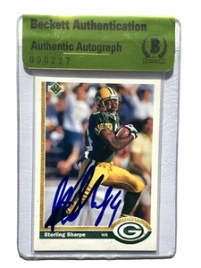 Sterling Sharpe signed 1991 upper deck card 136 packers football beckett coa - Picture 1 of 12