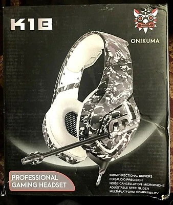 ONIKUMA K1-B High Professional Gaming Headset Gray Camo design - Image 1 of 4