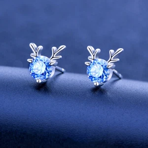 Kristall Rentier Ohrstecker 925 Sterling Silber Damen Mädchen Weihnachten Winter Geschenke - Bild 1 von 20