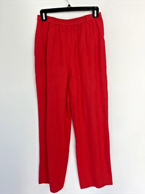 Pantalones Worth para mujer 4 Petite rojo lino cintura elástica cintura alta tiro 12 en EE. UU. Foto 1 de 4