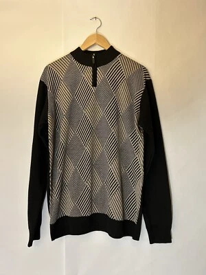 Studio By Omega Men’s Black/Grey/Brown XL Quarter Zip Sweater Foto 1 de 3