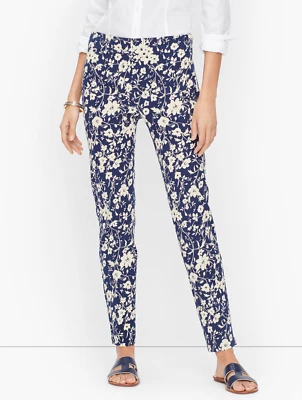 Talbots Petite Womens Size 2P Chatham Ankle Pants in Blue/White Floral Print - Image 1 of 4