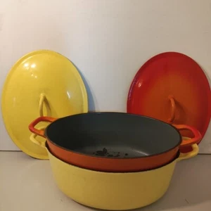 En muy buen estado Descoware Bélgica Amarillo/Rojo Set Esmalte Ovalado Hierro Fundido Horno Holandés FE 3-C 12 - Imagen 1 de 24