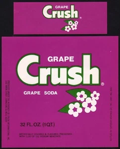 Vintage soda pop bottle label CRUSH GRAPE 32oz size Superior Gary Indiana nrmt+ - Picture 1 of 2