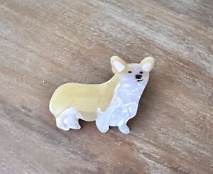 Stay Paws-itive Pink Linen Hair Clip Dog Corgi NEW