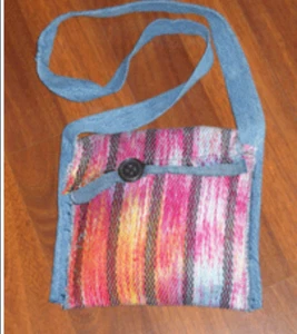Handwoven Purse. 100% Cotton Hand-painted Warp with 100% Silk Weft. - Imagen 1 de 1