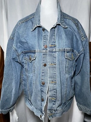 Men’s Vintage Structure Jeans wear Denim Jacket 1980s Sz XL Metal Buttons  - Image 1 of 4