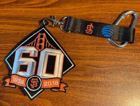 San Francisco Giants 60th Anniversary 1958-2018 Patch Keychain by AT & T Cover