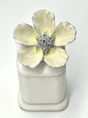 Broche Colgante Flor Estrás Perla Erwin Esmalte Blanco Firmado ¡Envío GRATIS! Foto 1 de 4