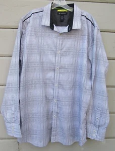 Camisa para hombre INC International Concepts SLIM FIT gris con estampado de matriz digital LS - Imagen 1 de 9