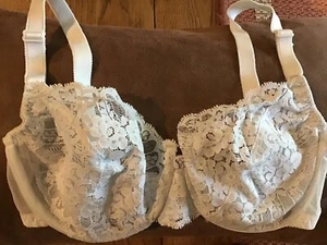 Vintage hellblau OLGA Sissy durchsichtig 100 % Nylon BH Spitze zweite Haut 32D USA 33442 - Bild 1 von 5