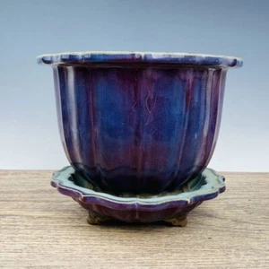 10,6 Zoll antiker Song Dynastie Porzellan Jun Ofen markiert lila Glasur Fambe Blumentopf - Bild 1 von 9