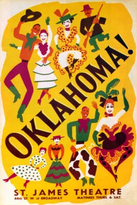 OKLAHOMA ST. JAMES BROADWAY NEW YORK SHOW THEATRE THEATER VINTAGE POSTER REPRO - Image 1 of 3