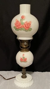 Beautiful Hand Painted Antique Hurricane Parlor Lamp - Picture 1 of 7