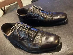 Vintage Stacy Adams Leather Brown Square Toe Oxford Men Sz 11 Lace Up - Picture 1 of 7