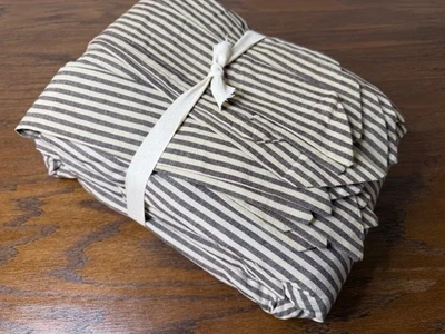 NEW- West Elm K/CK Pierce & Ward Cotton Linen Stripe Duvet Cover-Read - Image 1 of 4