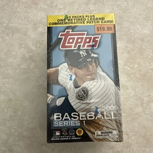 Caja de cera sellada de fábrica Topps Series 1 2009 10 paquetes más parche Legend retirado - Imagen 1 de 6