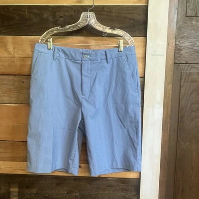 Ashworth Golf Shorts Mens 34 Blue Check Gingham 10" Inseam Flat Front Casual - Image 1 of 4