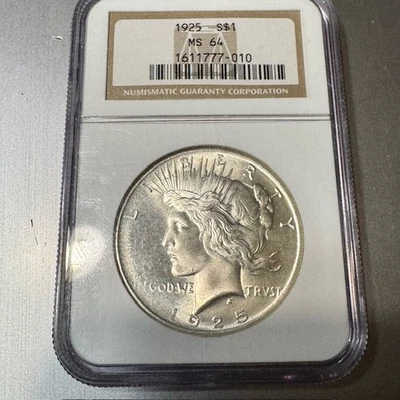 1925 Peace Dollar MS 64 classificado pela NGC - Imagem 1 de 4