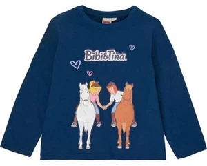 BIBI & TINA 122 SHIRT BLAU PFERDEMÄDCHEN LANGARM LANGARMSHIRT PFERD PFERDE NEU - Bild 1 von 5