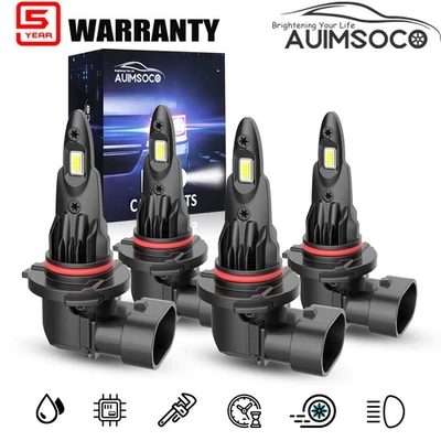 For Chevrolet C3500HD 1992-2001 4Pcs LED Headlight White Light High Low Beam - Image 1 of 4