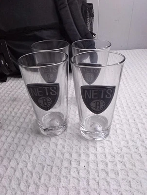 4 2012 Brooklyn Nets табличка эмблема пинта пиво стеклянный набор, отличные американские продукты  - Изображение 1 из 4