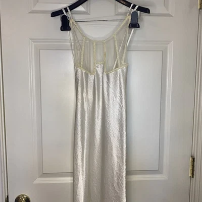 Victoria's Secret VTG 80/90s Gold Label White LaceSatin Maxi Slip Dress L Fairy - Image 1 of 4