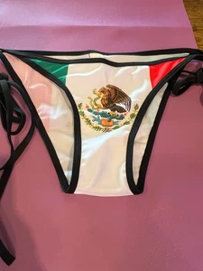 Bikini cravatta bandiera Messico fondo taglia unica costume da bagno festival sfacciato lato regolabile - Foto 1 di 4