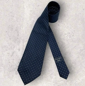 ERMENEGILDO ZEGNA Navy/White Geometric Polka Dot Silk LUXURY Tie ITALY  - Foto 1 di 7