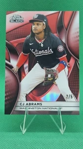 2025 Topps Chrome Black CJ Abrams Red Refractor #2/5 Washington Nationals - Picture 1 of 2
