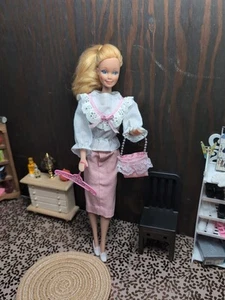 Vintage Barbie Clone Outfit - 1960's Pencil Skirt, Blouse, Purse, Pilgrim Shoes - Picture 1 of 19