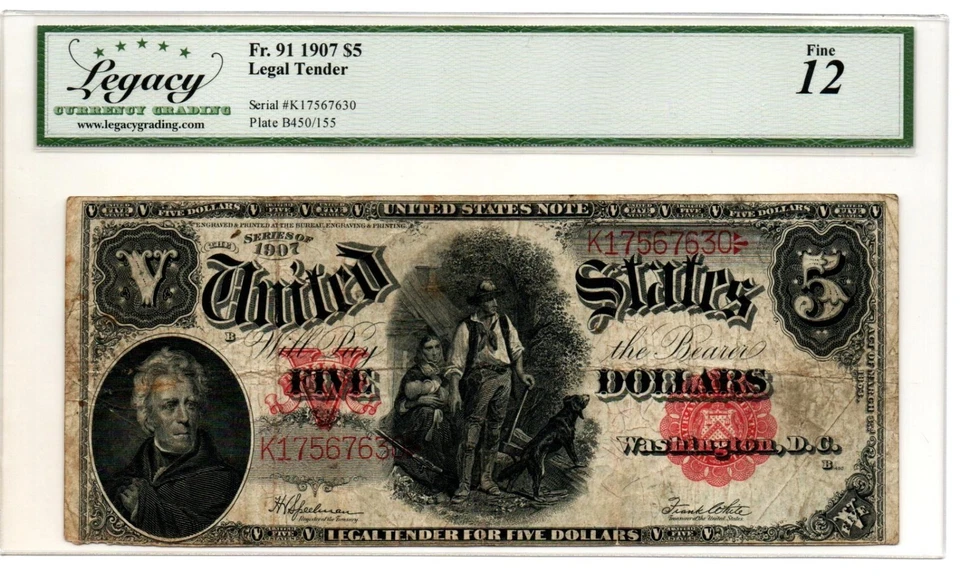 Fr. 91 1907 Legal Tender Note Speelman / White Legacy Fine 12 - Image 1 of 2