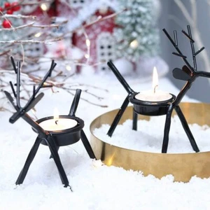 Metall Rentier Teelicht Kerzenhalter Rustikal Urlaub Weihnachten Tischdeko - Bild 1 von 15