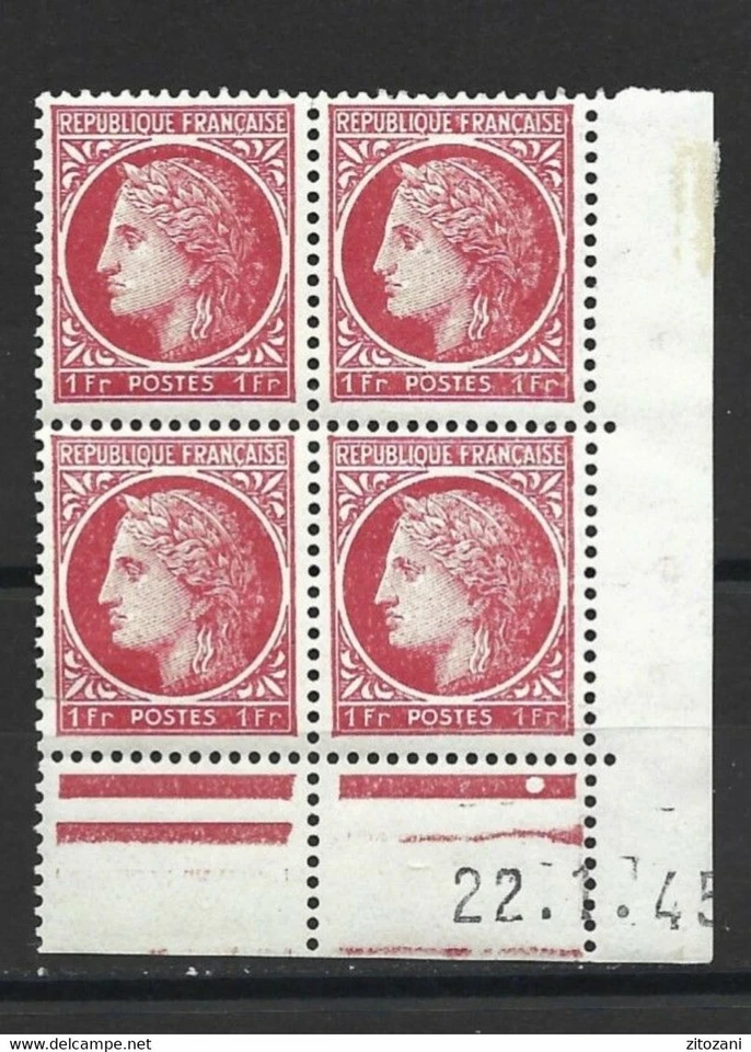 CD213 coin daté type CERES DE MAZELIN YT 676 - tirage du 22-01-1945 sans gomme - Photo 1/1