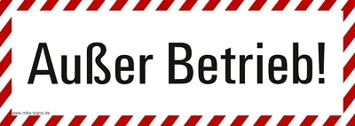 MBS-SIGNS® Aufkleber "Außer Betrieb!" Hinweisschild Warnaufkleber Warnhinweis 21x7,4cm