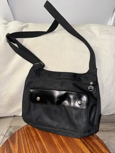 Longchamp Planetes Black Nylon Leather Crossbody Bag Shoulder Messenger Purse - Picture 1 of 5