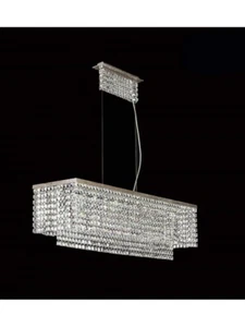 LAMPADARIO CLASSICO IN CRISTALLO E FOGLIA ARGENTO 12 LUCI - Imagen 1 de 2