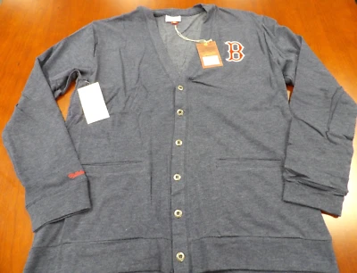 NWT MITCHELL & NESS MLB BOSTON RED SOX NAVY BLUE CARDIGAN SWEATER SIZE 2XL - Image 1 of 4