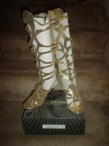PLEASER FUNTASMA ÄGYPTISCHE GRIECHISCHE GÖTTIN KOSTÜM GOLD PU ABSATZSCHUHE GRÖSSE 7 - NEU - Bild 1 von 6