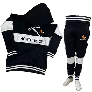 Kids Tracksuits Sweatshirt & Sweatpants Sets 2 Piece Jogging Fleece Hooded Suit - Picture 1 of 28