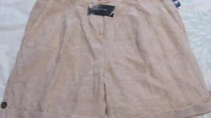 Woman’s Jones New York SIGNATURE 100% Linen Shorts Sz 8 SEMI Natural New +TAGS - Picture 1 of 3