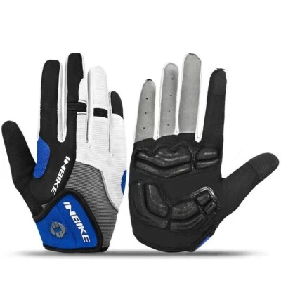 p4 Full Finger Touch Screen Cycling Gloves Bike Bicycle GEL Padded Large Blue - Image 1 of 4