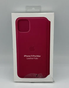 Original Apple iPhone 11 Pro Max Cuero Folio Estuche Frambuesa Rosa Caliente Billetera - Imagen 1 de 4