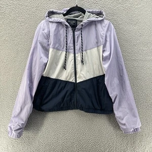 Abercrombie&Fitch Windbreaker Jacket Women Medium Lavender Blue Hooded Full Zip - Picture 1 of 15