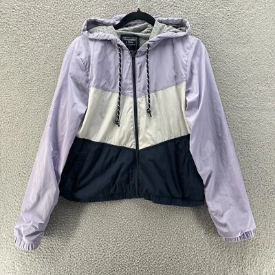 Chaqueta cortavientos Abercrombie&Fitch para mujer mediana azul lavanda con capucha cremallera completa Foto 1 de 4