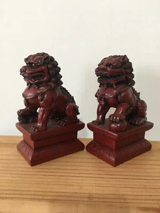 vintage foo dog statues chinese dogs figures book ends? oriental - Bild 1 von 4