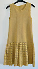 Vtg Small Dress Gold Crochet Metallic Sleeveless Handmade Unique Grannycore gift