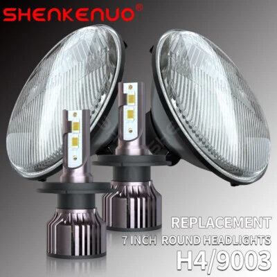 7" Round LED Headlights Combo Hi/Lo For Land Rover Range Rover Classic 1970-1995 - Image 1 of 4