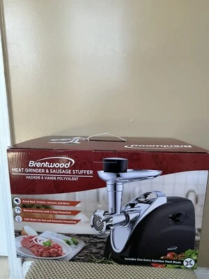 Molinillo de carne eléctrico y embutidora de salchichas Brentwood 400 vatios en negro Foto 1 de 4
