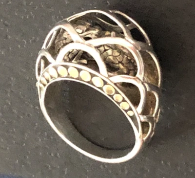 Anillo John Hardy Dragón Oculto en Cúpula Naga Plata de Ley 18kt/925 Talla 7 Foto 1 de 4